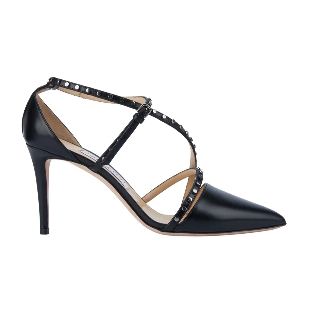 Jimmy Choo TIFF85 Studded Stiletto Sandals With Pointed Toes